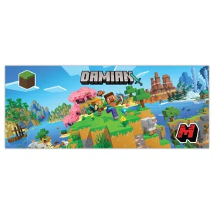 lampă de birou Minecraft personalizată cu nume, LED, bază din lemn, USB