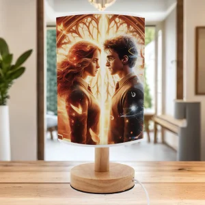 Lampă Harry Potter cu LED, bază din lemn, USB, veioză decorativă