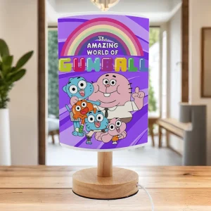 Lampă LED GUMBALL personalizată cu nume, bază din lemn, USB, veioză pentru copii