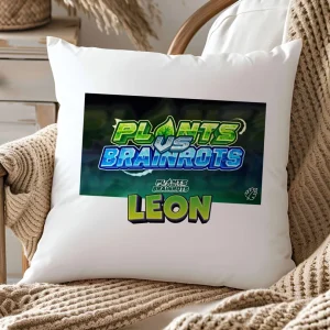 pernă Plants vs Brainrots personalizată cu nume, 40x40 cm, material moale