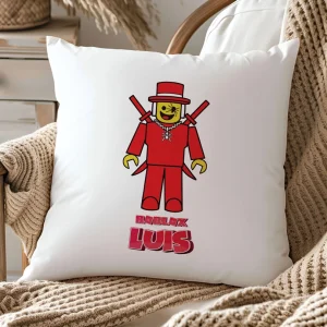 Pernă Roblox Sammy personalizată cu nume pentru copii, material moale, dimensiune 40x40 cm