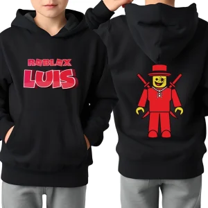 Hanorac Roblox Sammy personalizat cu nume pentru copii, fără fermoar, cu glugă și buzunar frontal