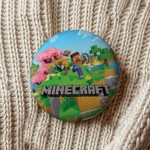 insigne Minecraft martisoare rotunde 7.5 cm pentru copii