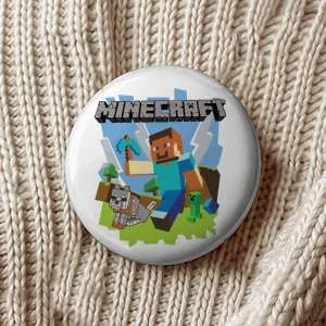 insigne Minecraft martisoare rotunde 7.5 cm pentru copii
