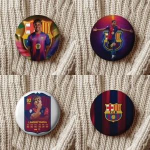 Mărţişoare Lamine Yamal tip insignă 7,5 cm cu design fotbalistic și culori vibrante