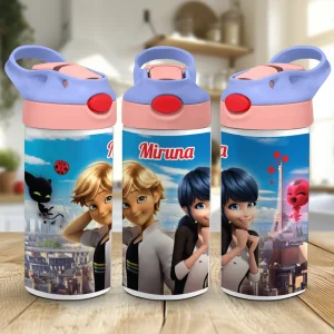 sticlă de apă Buburuza Ladybug personalizată cu nume pentru copii