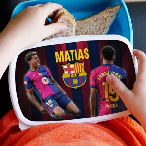 lunchbox Lamine Yamal personalizat cu nume pentru copii