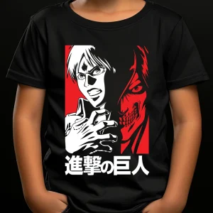 tricou Attack on Titan anime negru pentru copii și adulți
