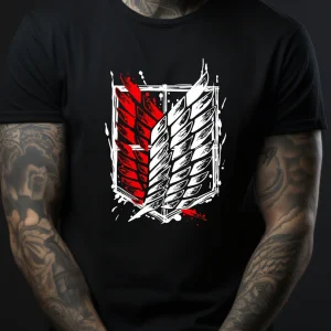 tricouri Attack on Titan legion flag anime negru