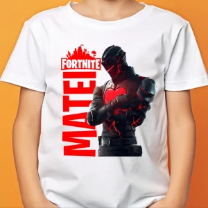 tricou Fortnite Black Knight personalizat cu nume pentru copii și adulți