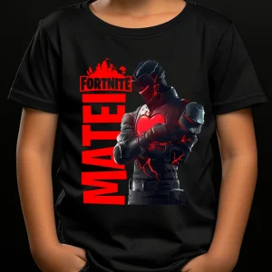 tricou Fortnite Black Knight personalizat cu nume pentru copii și adulți
