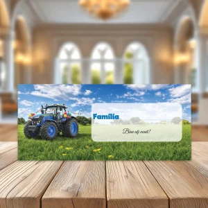 Plicuri de bani cu Tractor albastru pentru botez băieți
