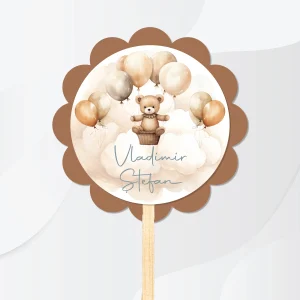 Beţişoare Candy Bar cu Ursuleţ şi baloane crem pentru decor botez şi candy bar elegant