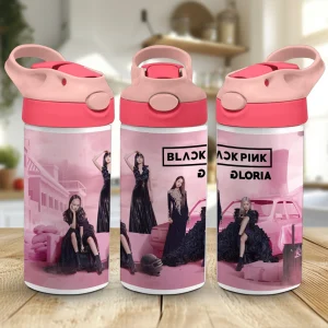 bidon cu pai Blackpink personalizat cu nume pentru copii și adolescente, design K-pop modern