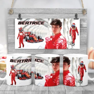 Cană Oliver Bearman Formula 1 personalizată cu nume şi design motorsport premium