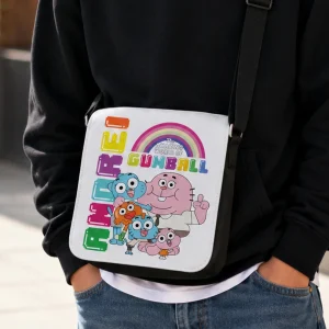 Geantă de umăr Gumball personalizată pentru copii cu fermoar şi imprimeu colorat