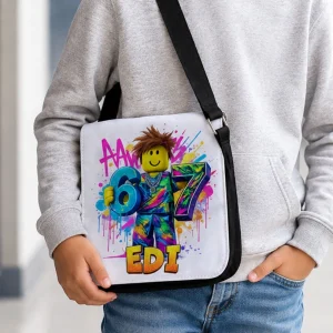 Geantă Roblox Six Seven personalizată pentru copii cu fermoar şi imprimeu colorat