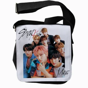 Geantă Stray Kids personalizată albă cu imprimeu K-pop şi nume
