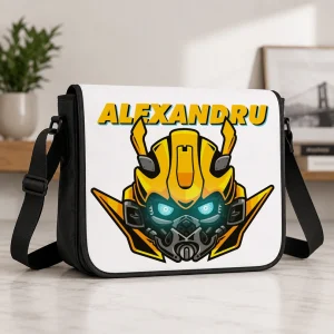 Geantă Transformers personalizată cu nume și închidere cu fermoar