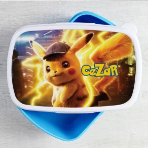 lunchbox cu Pikachu personalizat cu nume pentru copii, cutie pentru mâncare Pokemon 19x13 cm
