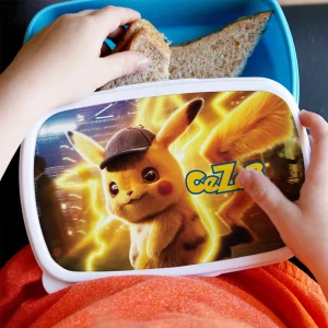 lunchbox cu Pikachu personalizat cu nume pentru copii, cutie pentru mâncare Pokemon 19x13 cm