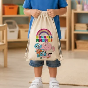 Sac grădiniţă cu Gumball personalizat cu nume pentru copii