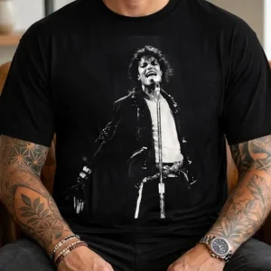 tricou Michael Jackson negru cu imprimeu alb-negru, regular fit pentru adulți și copii