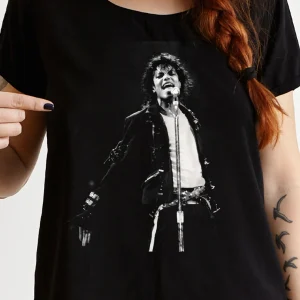 tricou Michael Jackson negru cu imprimeu alb-negru, regular fit pentru adulți și copii