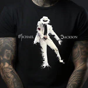 Tricou negru cu Michael Jackson design iconic pentru adulți și copii
