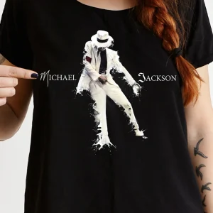 Tricou negru cu Michael Jackson design iconic pentru adulți și copii