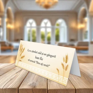 Plicuri de bani botez cu motive tradiţionale, spice de grâu şi mesaj personalizat