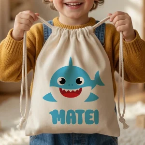 Sac de grădiniţă Baby Shark personalizat cu nume