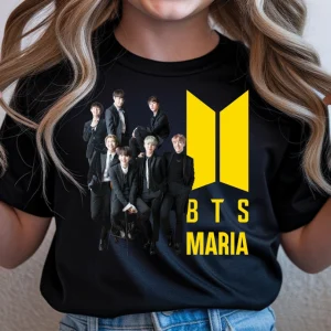 Tricou cu formaţia BTS personalizat cu nume pe tricou negru din bumbac 100%
