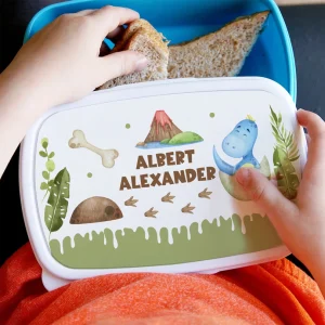 Lunchbox cu Dinozaur personalizat, 19x13 cm, pentru grădiniță sau școală
