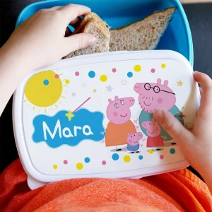 Caserolă Peppa Pig personalizată cu nume, 19x13 cm, pentru grădiniță sau școală