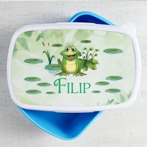 Caserolă personalizată cu broscuţă şi nume, 19x13 cm, pentru grădiniţă sau şcoală
